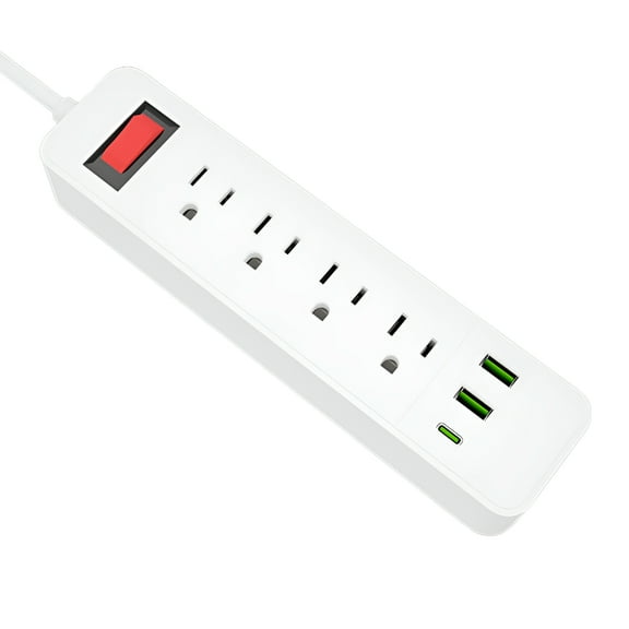 GJX Surge Protector Power Strip 78.7In Extension Cord with 8 Outlets Charging Ports,Flat Plug Multi Plug Outlet Extender Charging Station for Home Office
