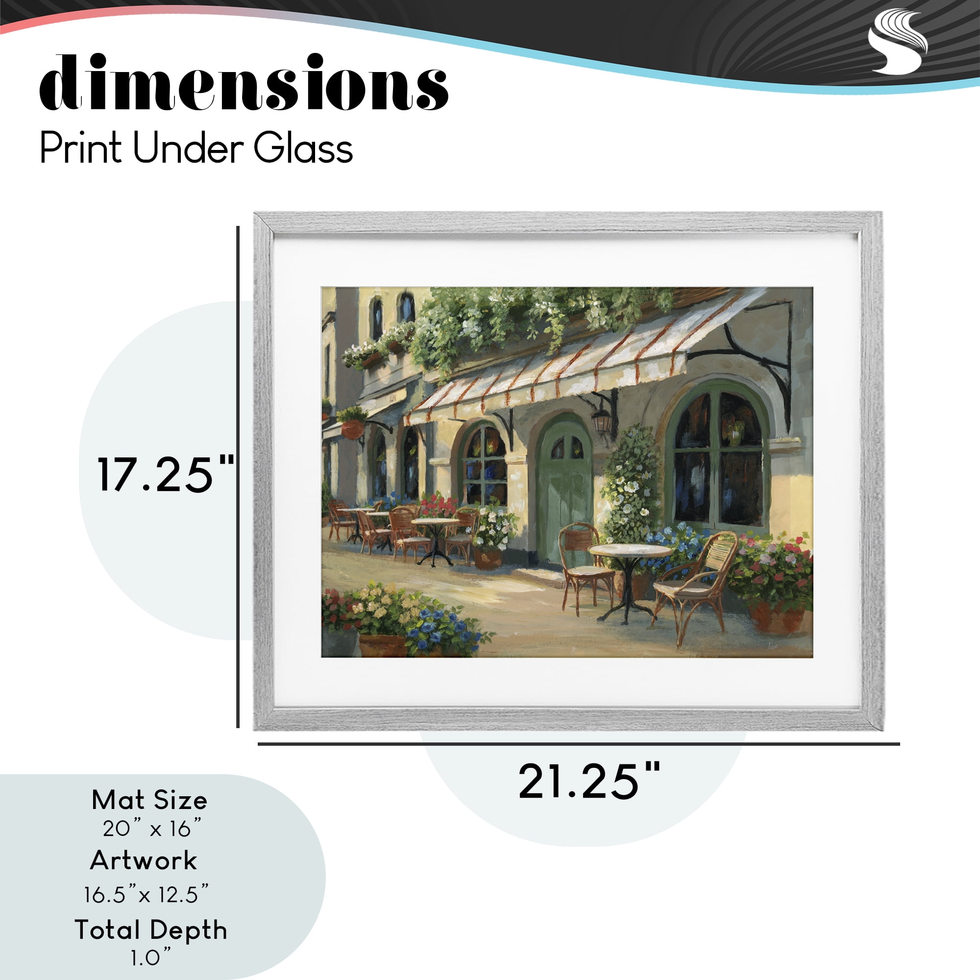 Stupell Industries Cozy Cafe Sunlit Patio Gray Framed Print Under Glass, design by Nan