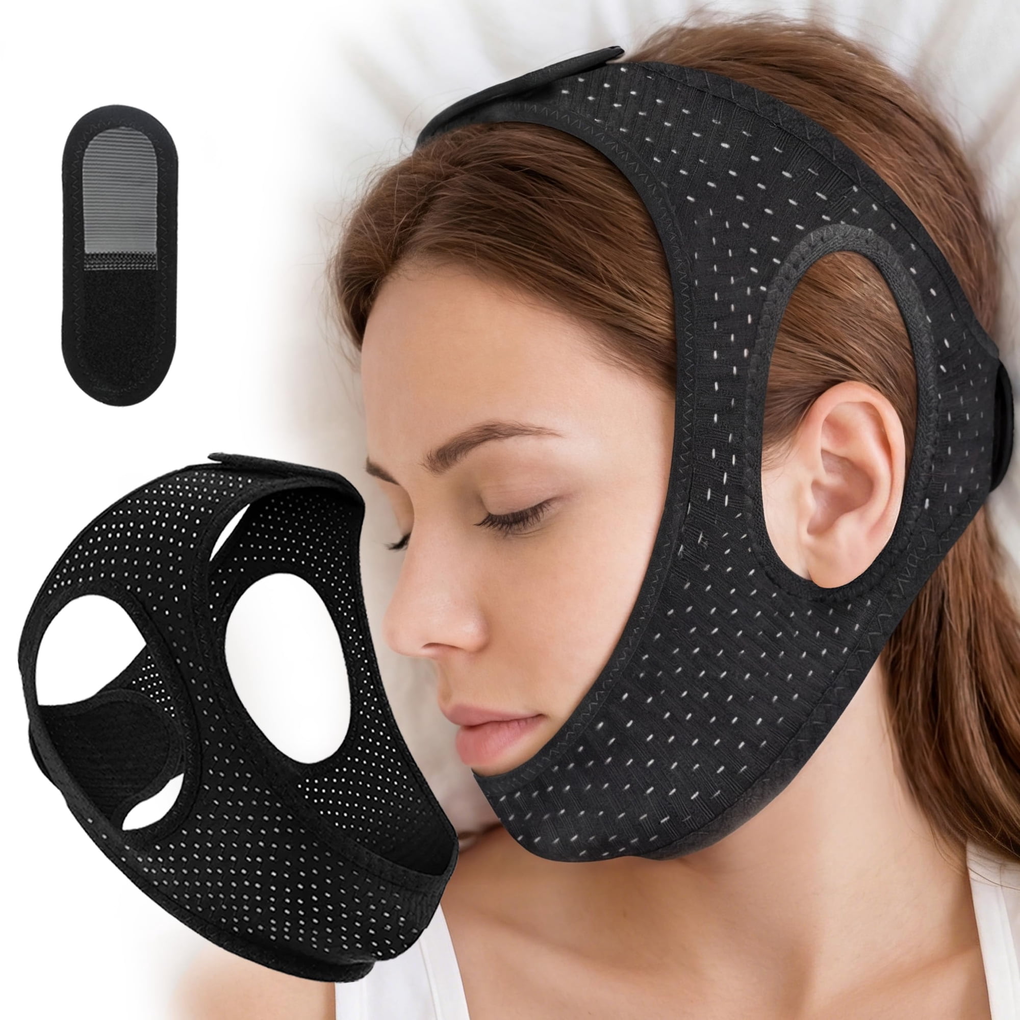 Adjustable Anti Snoring Chin Strap for CPAP Users - Breathable Snore Stopping Device Face Mask Bandage Keeping Mouth Closed - Chin Strap for Snoring for Men and Women
