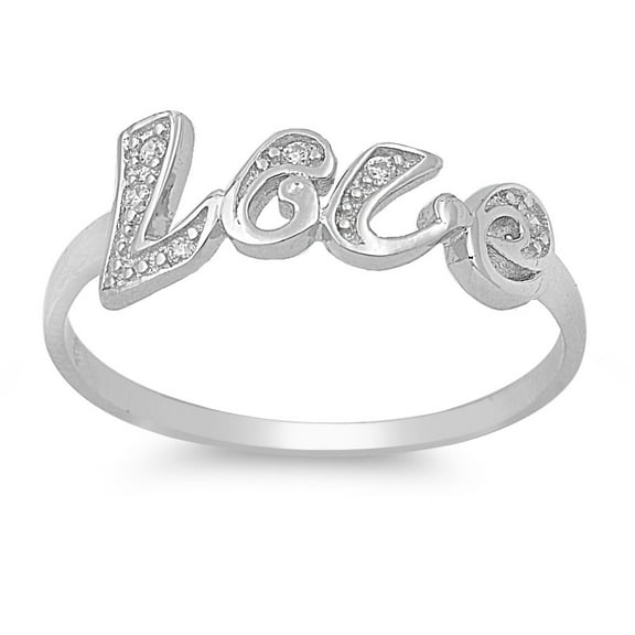 Love Cubic Zirconia Ring Sterling Silver 925