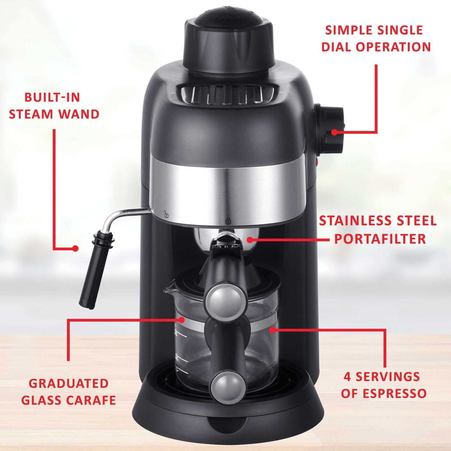 Brentwood 4-Cup Stainless Steel Espresso and Cappuccino Maker Machine