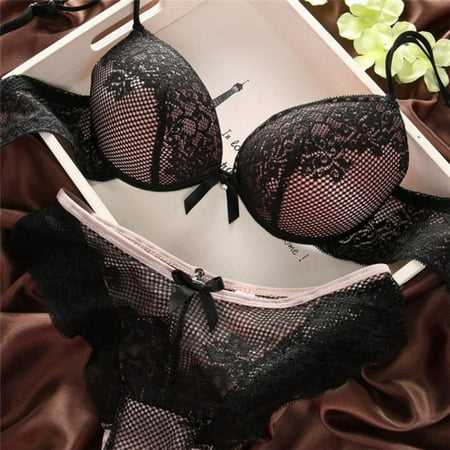 Women Lace Push Up Bra and Panty Set Cotton Embroidery Underwear Lingerie Sets LT9
