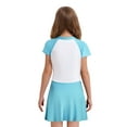 thumbnail image 2 of inhzoy Girls One Piece Swimsuit Rash Guard Sun Protection Bathing Suit Sports Swimwear Short Sleeve Swim Dress Light Blue 140/L 不带胸垫, 2 of 7