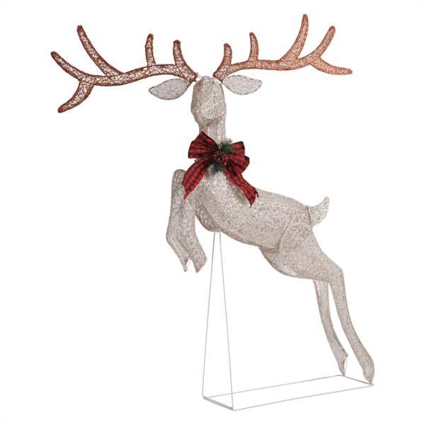 Alvantor 5 ft Lighted Jumping Reindeer Christmas Decoration, 100 Warm White LEDs, Indoor and Outdoor Display