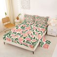 thumbnail image 2 of jejeloiu Sweet Floral Bed Sheets For Girls,Delicate Print Full Size Sheets,Pink Orange Green,4 Pieces,1 Flat Sheet, 1 Fitted Sheet and 2 Pillowcases, 2 of 6