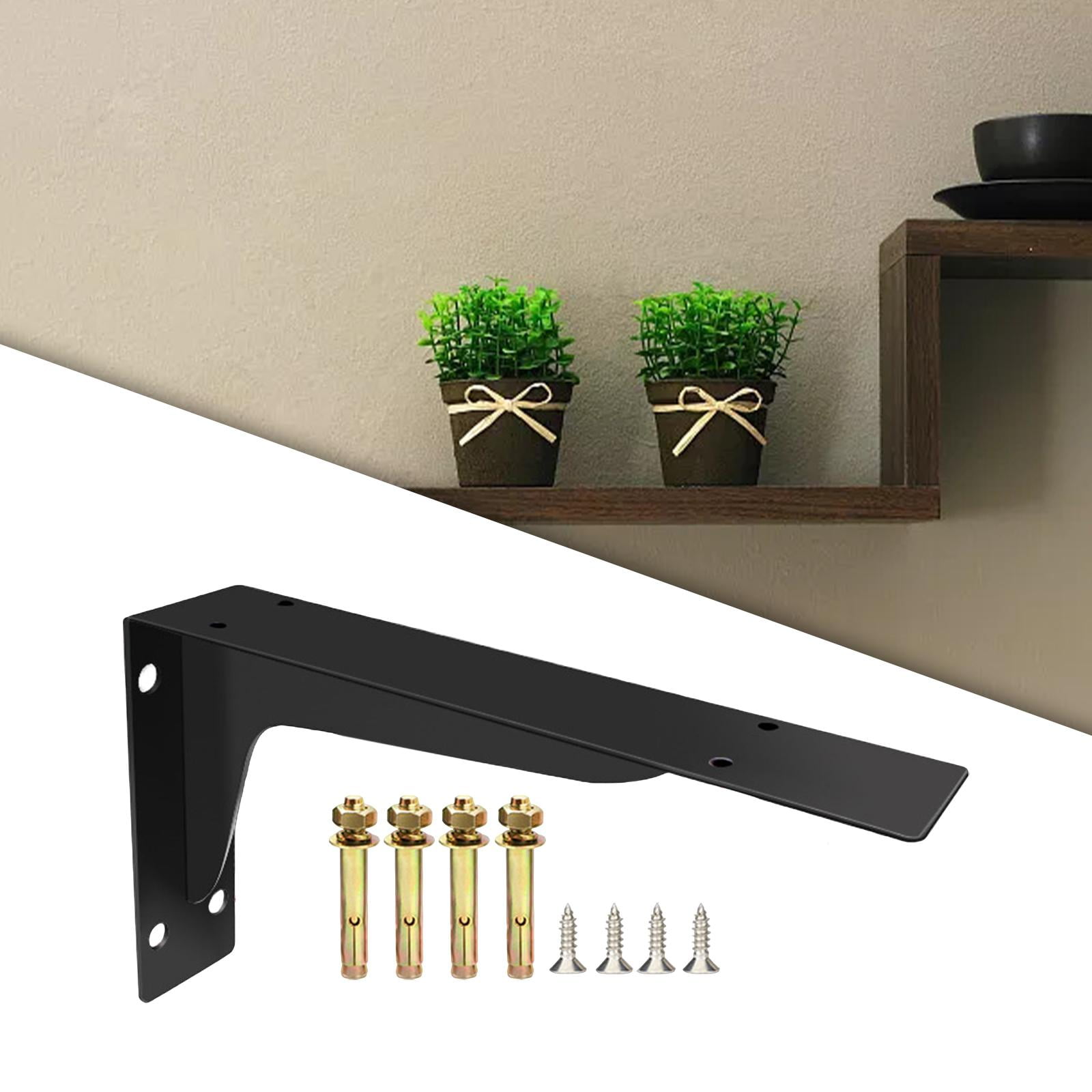 Shelf Bracket, Black Heavy Duty Steel Wall Mounted Triangular Tripod Bracket for 19.1cm