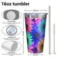thumbnail image 4 of 16oz Tumblers Sunflower Stainless Steel Vacuum Insulated Double Wall Travel Tumbler Cups Mug with Lid and Straw,Cleaning Brush for Coffee,Tea, 4 of 4