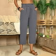 thumbnail image 4 of WILLBEST Pantalones Casuales de Lino Blanco para Mujer con Bolsillos, Pantalones Versátiles y Cómodos de Talla Grande para Uso Diario. XXXL, 4 of 4