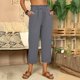 thumbnail image 4 of WILLBEST Pantalones Casuales de Lino Blanco para Mujer con Bolsillos, Pantalones Versátiles y Cómodos de Talla Grande para Uso Diario. Extra Grande, 4 of 4