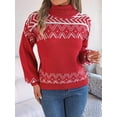 thumbnail image 2 of Women'S Sweaters Pullover Casual Long Sleeve Warm Sweaters Jumper Tops Fuzzy Knit Chunky Oversized Sweater Red S, 2 of 8