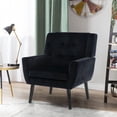 thumbnail image 2 of Glavbiku Modern Soft Armchair Velvet Upholstered Accent Chair with Black Leg for Indoor,Black,Adult, 2 of 12