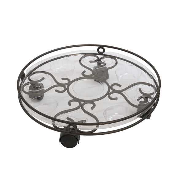 Cameo chariot à plantes rond en acier avec 4 roulettes pour usage intérieur et extérieur