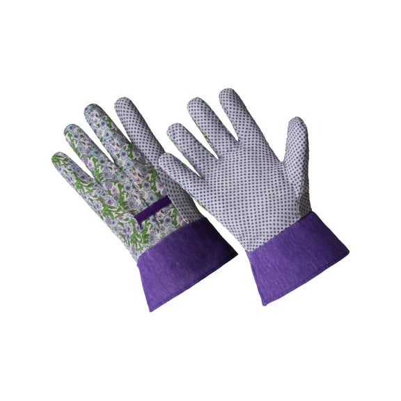 CT7621-S/M, Ladies Poly/Cotton Gloves, PVC Dotted Grip Palm, Band Top Cuff