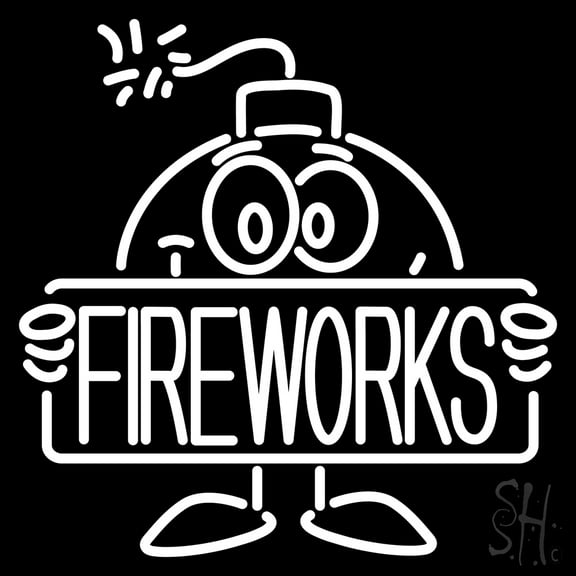 Bomb Fire Work LED Neon Sign 16 x 16 - inches, Clear Edge Cut Acrylic Backing, with Dimmer - Bright and Premium built indoor LED Neon Sign for special occasion decor.