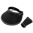 thumbnail image 3 of Women's Wide Brim Sun Visor Hat, UPF 80+, Packable Ponytail Summer Beach Hat/Black, 3 of 8