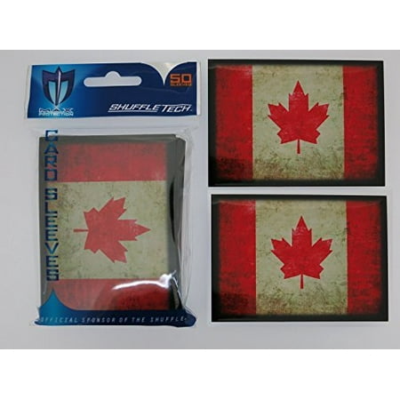 Pro Fit Sleeves 100 Max Pro Iconic Flag of Canada Maple Leaf Shuffle-Tech Sleeves (fits MTG / Force of Will) ()