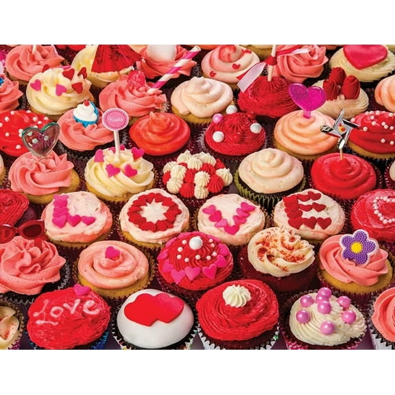 Valentine's Day Cupcakes of Love Puzzles 300 Pieces Jigsaw Puzzle for Adults S Family Challenging Puzzle Game Preschool Toys Home Wall Decor Big Size Gift Idea