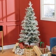 thumbnail image 2 of HOMCOM 5 FT Pencil Snow Flocked Artificial Christmas Tree with Realistic Cypress Branches, Auto Open, Green, 2 of 8