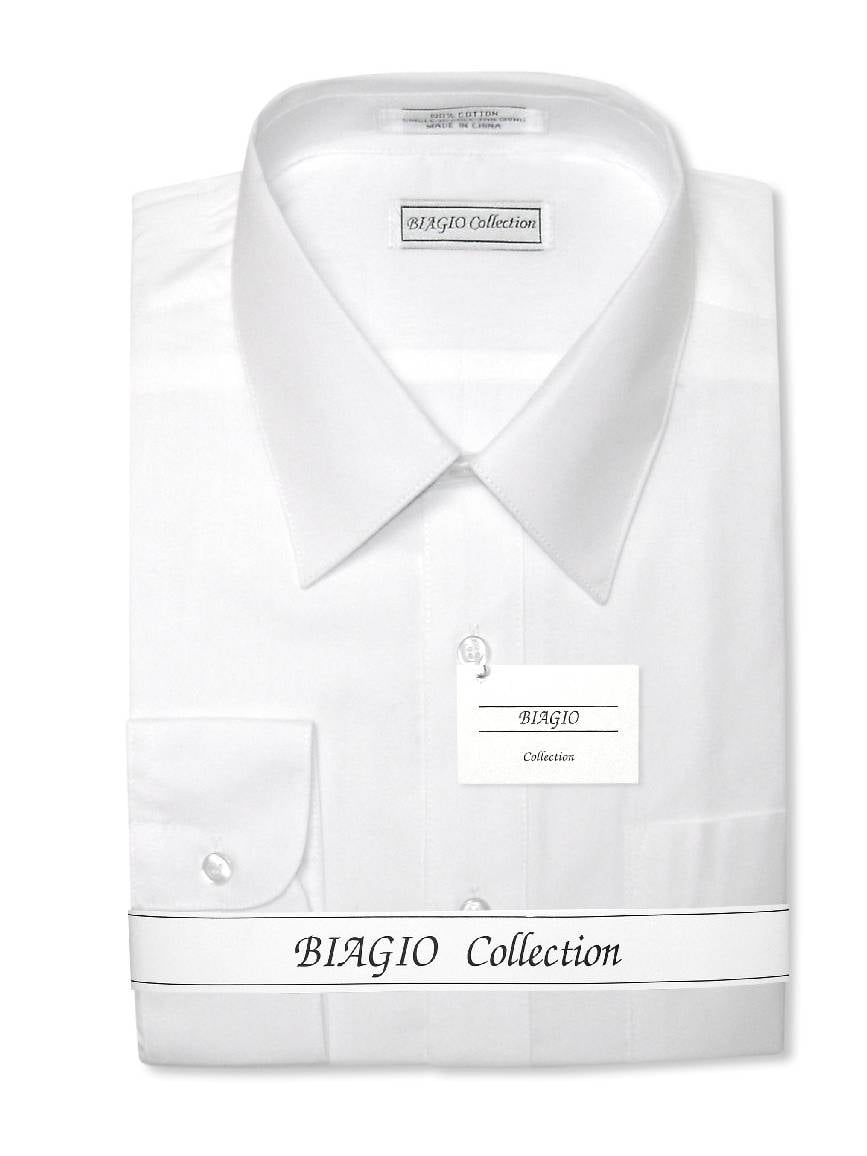 Biagio 100% Cotton Mens Short Sleeve Solid Chocolate Brown Color Dress Shirt