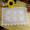 thumbnail image 1 of Luckyn Handmade Crochet,Tablecloth Cotton Lace Rectangular Table Placemat Sofa Doilies 40x60cm,White, 1 of 9