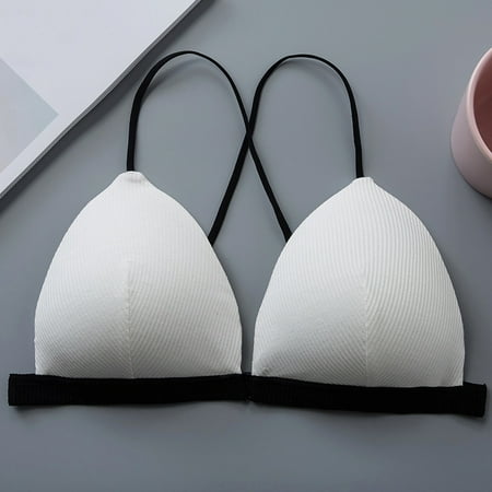 

Women s Thread Wrapped Chest Cross Strap Wrapped Gathered Triangle Cup Bra