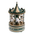 thumbnail image 1 of Carousel Music Box, Wooden Rotating Music Box Desktop Decoration for Birthday Christmas Decorations (Green), 1 of 1