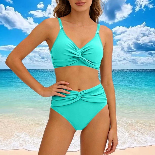 Traje de baño tankini de cintura alta dividido para mujer, color sólido, conservador y moderno, traje de baño de dos piezas para mujer, trajes de baño tankini para mujer, traje de baño de 2 piezas par