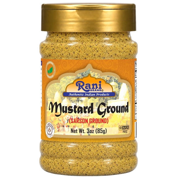 Rani Mustard Seeds Ground, Powder Spice (Rai Sarson) 3oz (85g) PET Jar ~ All Natural | Gluten Friendly | NON-GMO | Vegan | Indian Origin