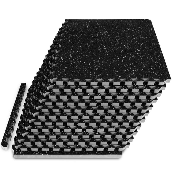 Colchoneta de ejercicios ProSourceFit con parte superior de goma, 48 pies cuadrados, gris