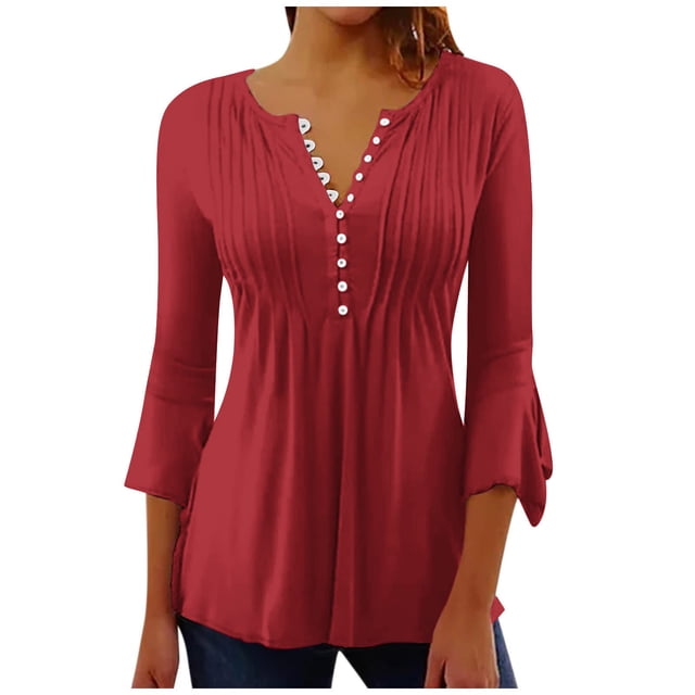 Birdeem T-Shirt Mode Femme Imprimé Manches 3/4 Blouse Col en V Hauts Décontractés