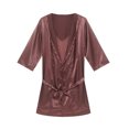 thumbnail image 6 of Bovxnpu Mens Robes Bathrobes 3/4 Sleeve Belted Silk Sleepwear Robe Sleepwear, 6 of 6