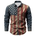 thumbnail image 2 of SOFTCCLO USA 250th Anniversary Merchandise Men Long Sleeve Collared American Flag Print Button Down Shirt Independence Day Stylish Casual Top Khaki L, 2 of 3