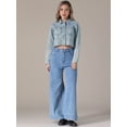 thumbnail image 7 of Unique Bargains Women's Cropped Washed Lightweight Frayed Hem Denim Jacket S Light Blue, 7 of 7