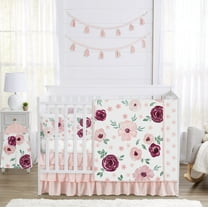Sweet Jojo Designs Watercolor Floral Burgundy Wine and Pink Girl Crib Bedding   BreathableBaby Breathable Mesh Liner