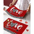 thumbnail image 2 of Valentines Placemats Love Heart Valentines Day Place Mats for Dining Room Plaid Washable Table Mats for Kitchen Dining Decorations Set of 6, 2 of 6