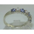 thumbnail image 4 of LBG British Made 10k White Gold Cultured Pearl & Tanzanite Womens Eternity Ring - Size 11.25 - 33 size options, 4 of 7