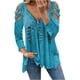 thumbnail image 1 of Moda mujer impresa manga larga con cuello en V cremallera Casual Tops camiseta Pompotops  gfhjh5564, 1 of 4