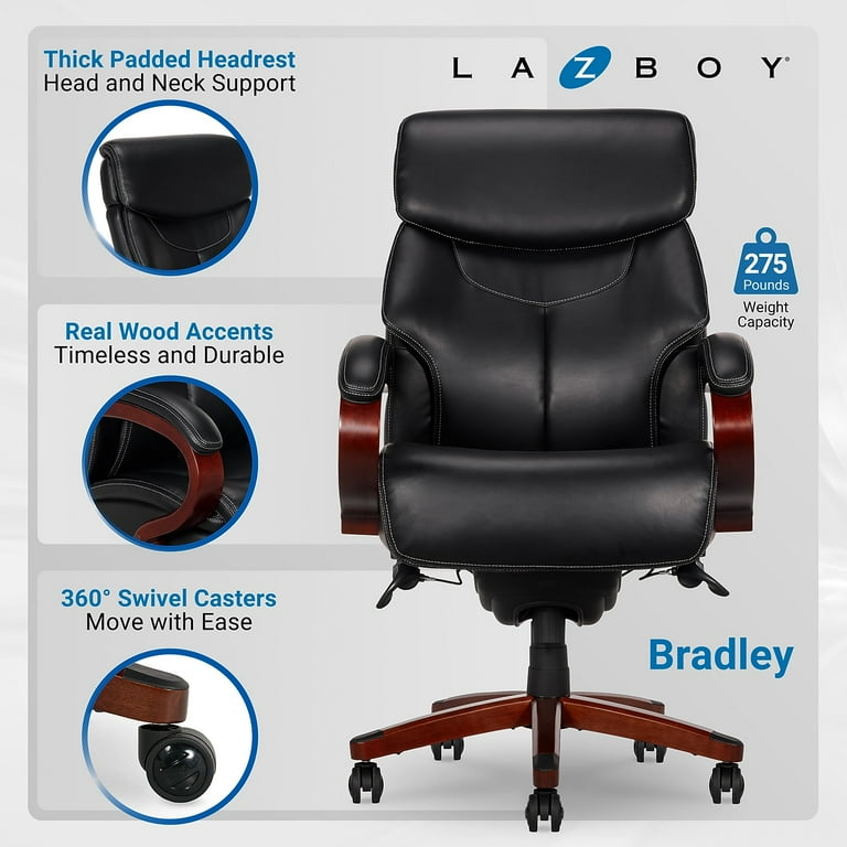STAPLES La-Z-Boy Bradley Executive Office Chair, Black Bonded