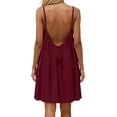 thumbnail image 5 of Xaqiouau Womens Solid Spaghetti Strap Mini Dress Backless Casual Summer Loose Swing Dress Sleeveless Beach Vacation Sundress, 5 of 7