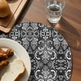 thumbnail image 4 of Round Placemats Black Abstract Floral 15 inch Set of 2 Table Mats for Dining Table Vintage Heat Resistant Non-Slip Kitchen & Home Decorative Place Mat Set, 4 of 8