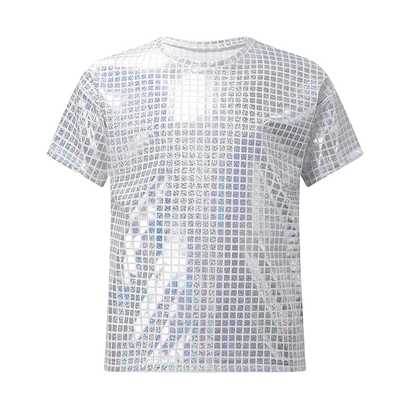 Tiijoy Boys Girls Glitter Sequins T-Shirt Short Sleeve Crew Neck Party T Shirt Sizes 8-9