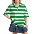 thumbnail image 2 of Dresfit Women's Golf Shirts Striped Button Down Polo Shirts Summer 2026 Short Sleeve Golf Tops Breathable Regular Fit Loose Tennis T Shirts L, 2 of 6