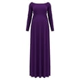 thumbnail image 5 of Conairie Maternity Dress for Baby Shower Long Sleeve off Shoulder Elegant Flowy Midi Dress Photoshoot Pregnancy Summer Wedding Dress Dark Purple M, 5 of 6