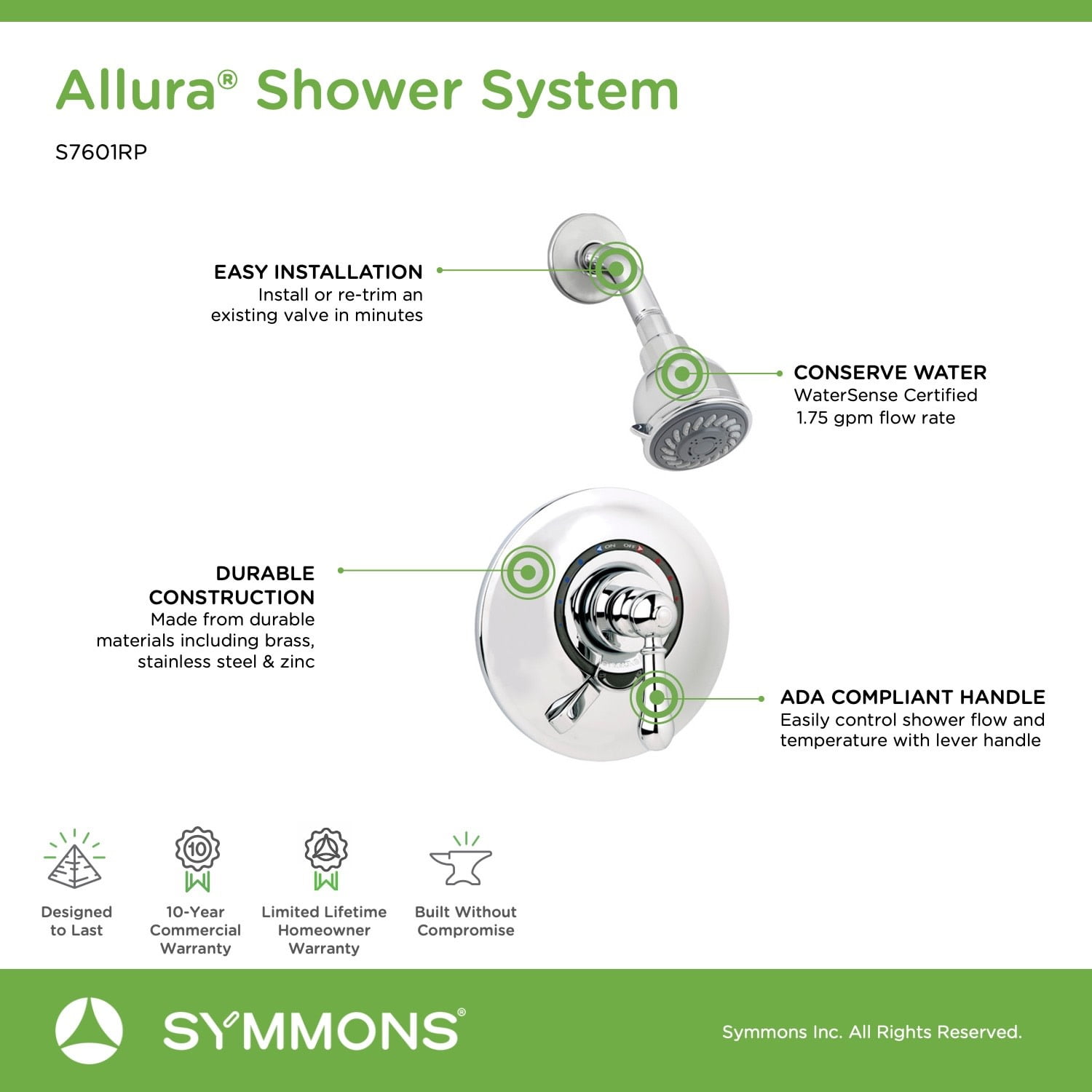 Allura Single Handle 2-Spray Shower System with VersaFlex