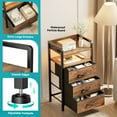 thumbnail image 3 of Bestco LED Nightstand End Table with Charging Station & 3 Drawers for Bedroom Rustic Brown, 3 of 15