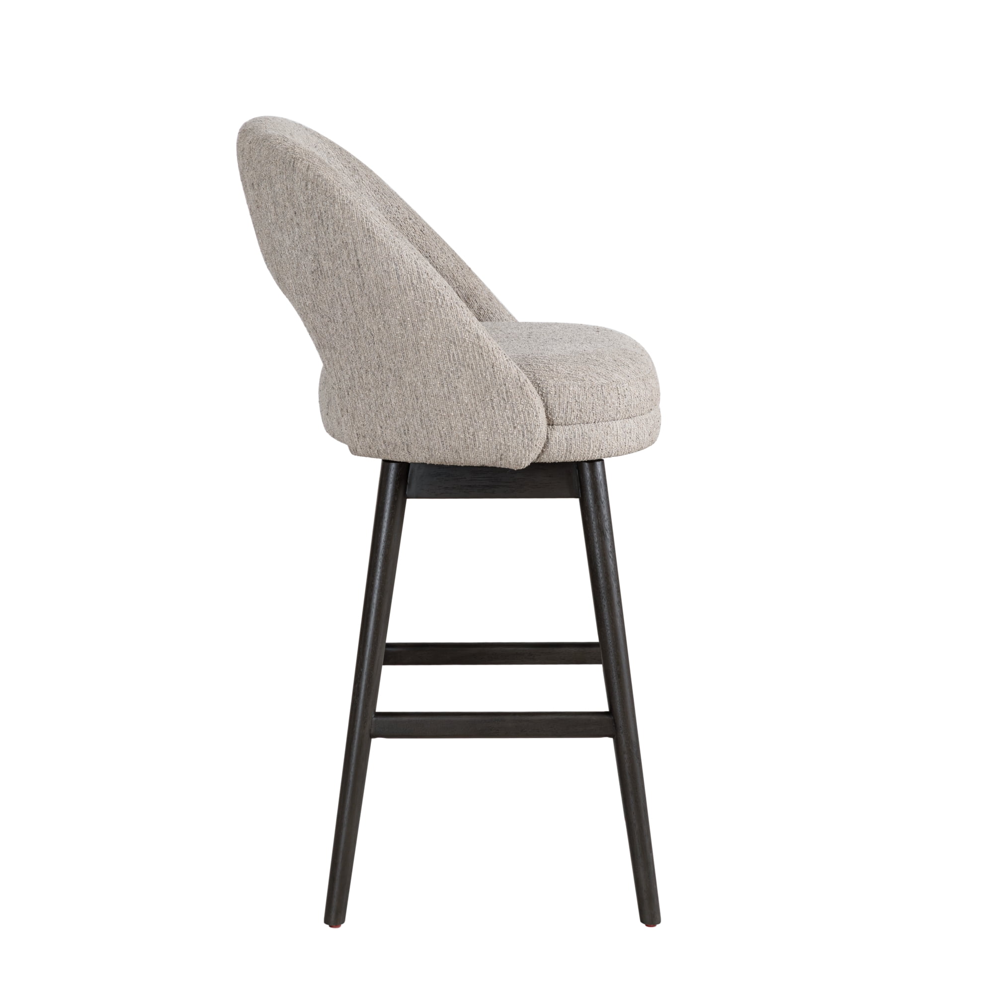 Adrian Gray Solid Wood Upholstered 30" Bar Height Swivel Barstool with Morning Fog Fabric Seat - Set of 2