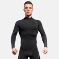 thumbnail image 1 of Camiseta deportiva de manga larga con cuello alto para hombre, para correr, deportes profesionales, otoño e invierno, elástica, de secado rápido, sudadera con cuello 1058, 1 of 6