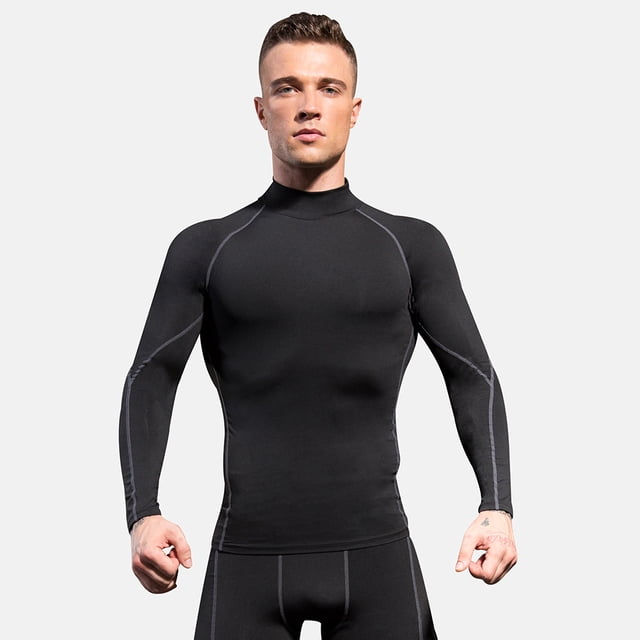 Camiseta deportiva de manga larga con cuello alto para hombre, para correr, deportes profesionales, otoño e invierno, elástica, de secado rápido, sudadera con cuello 1058