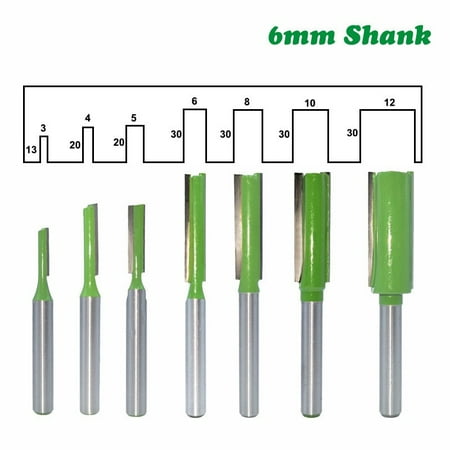 

7Pcs/Set 6mm Shank Single Double Flute Straight Router Bit for Woodworking