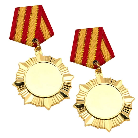 2pcs Médailles d'Or Honneur Médaille en Métal Monument Badge pour Marathon Compétition Sportive